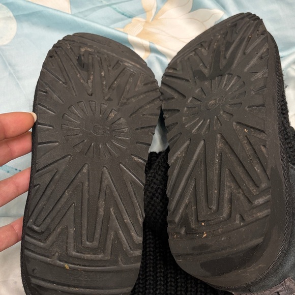 UGG Black Knit Button Mid-Calf Heeled Boots - Picture 8 of 10